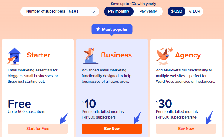 MailPoet Pricing Plans